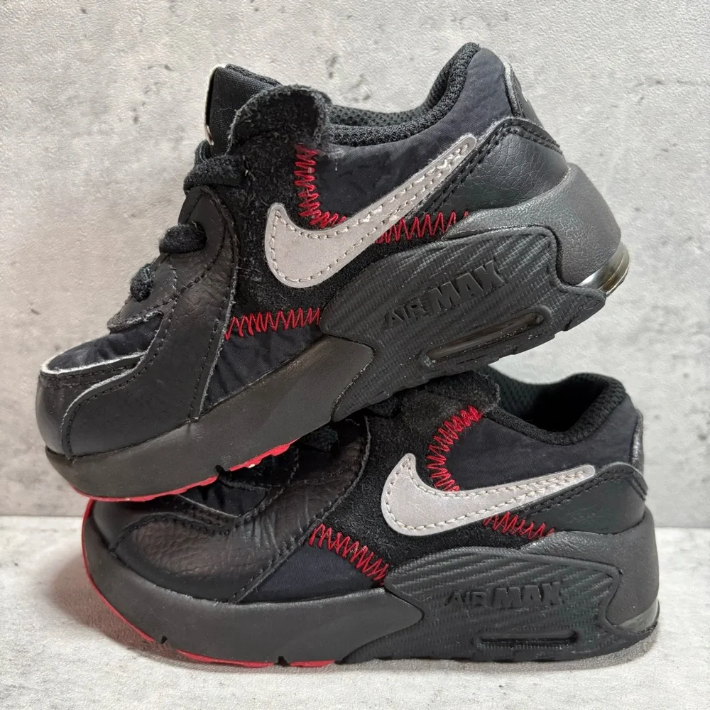Nike Air Max Excee Shoes Toddler Size 7C (TD) Black Red Sneakers CD6893-005‎